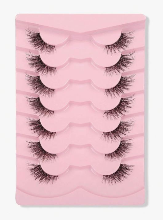 Himirell 7pairs/Set Cat Eye Style Natural Short Crossed Transparent Stem Fake Eyelashes