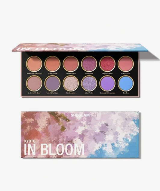 SHEGLAM Kyoto In Bloom Palette 12-Clolor Shimmer Metallic Matte Eyeshadow Palette Shimmery Pink Purple
